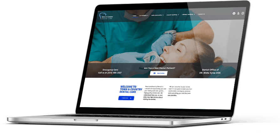 Clear to launch best dental website design - laptop with website example