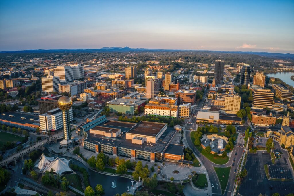 Knoxville, Tennessee, skyline, with Clear to Launch driving dental marketing excellence.