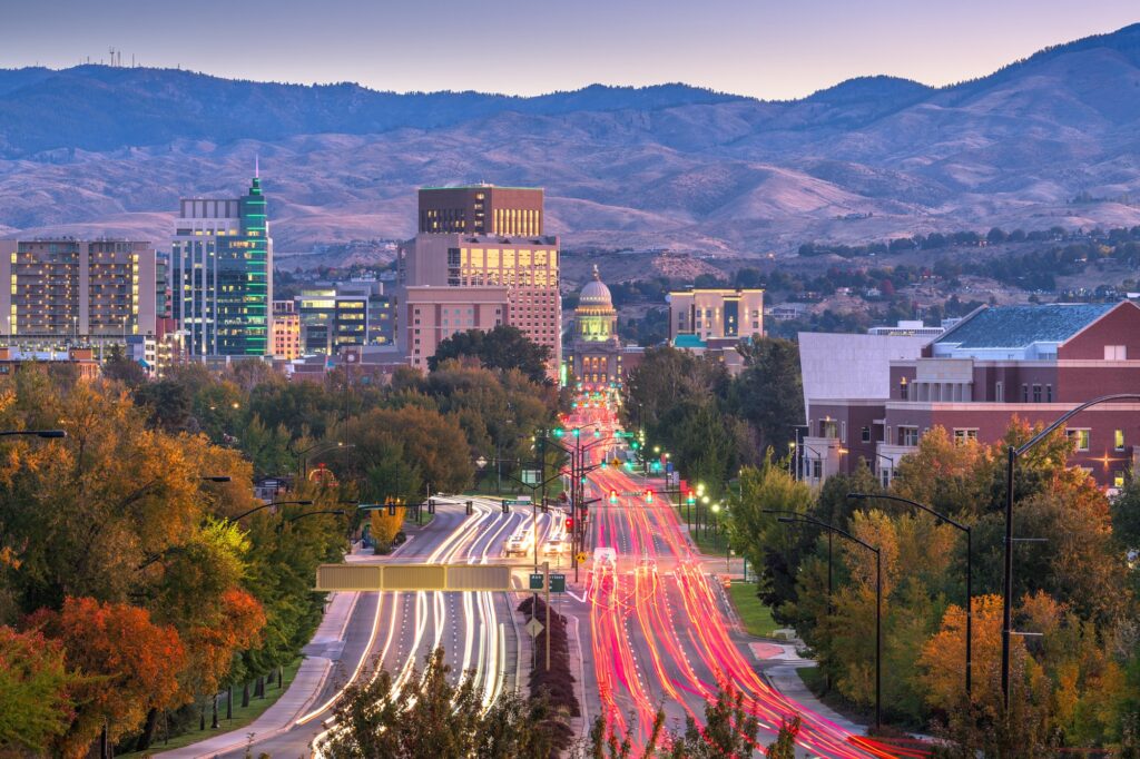 Boise, Idaho, USA downtown skyline, highlighting Clear to Launch's premier dental marketing solutions in Boise.