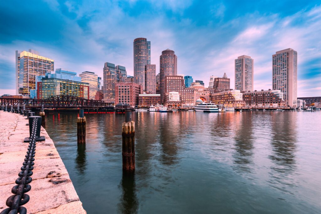 Boston, Massachusetts, USA skyline, highlighting dental marketing expertise by Clear to Launch in Boston.