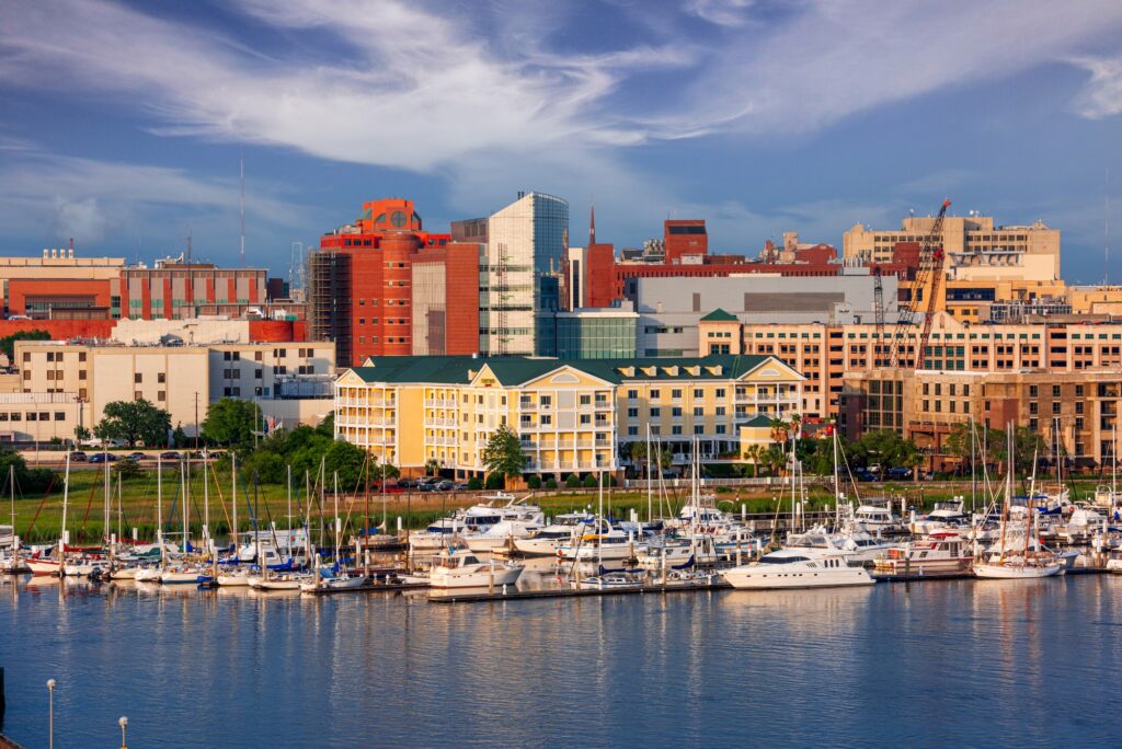 Charleston, South Carolina, skyline, symbolizing Clear to Launch's expertise in dental marketing.
