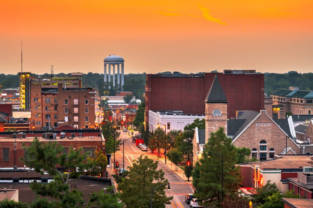 Columbia, Missouri, skyline, highlighting Clear to Launch's dental marketing solutions.