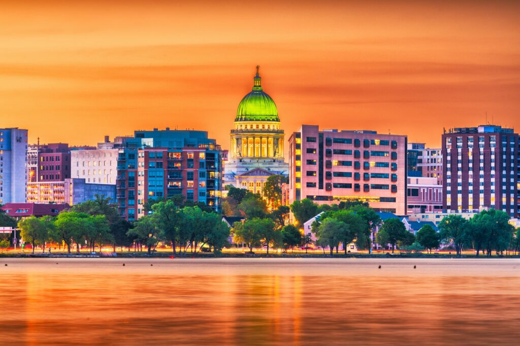 Madison, Wisconsin, skyline, reflecting Clear to Launch's impact on dental marketing.