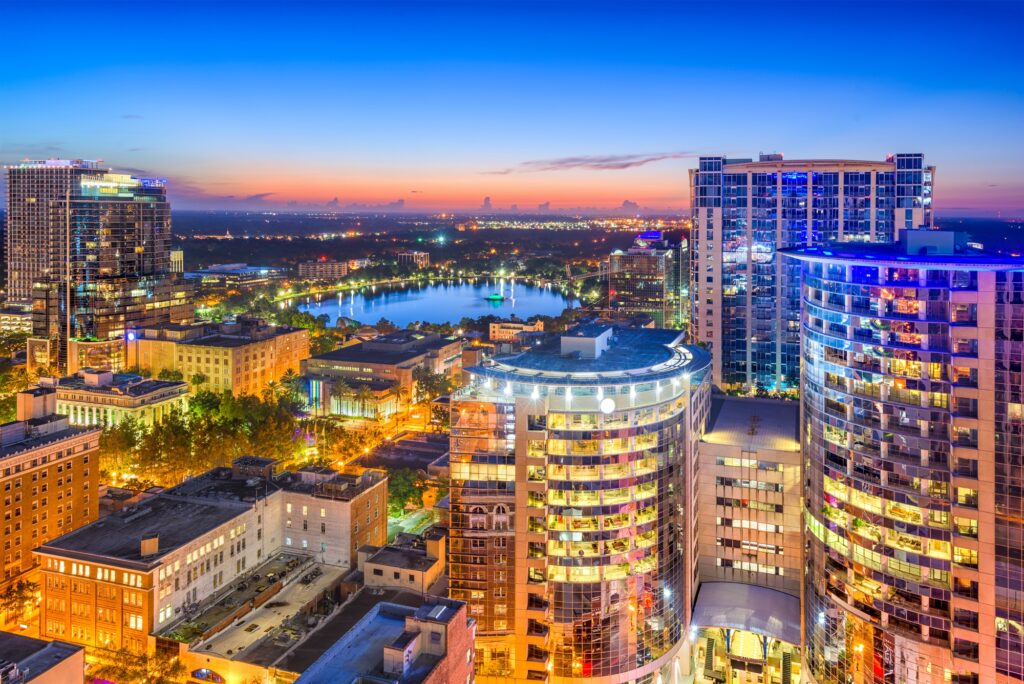 Orlando, Florida, USA skyline, representing Clear to Launch's impact on dental marketing.