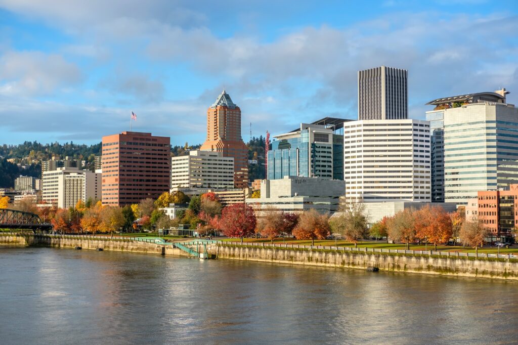 Portland, Oregon, skyline, showcasing Clear to Launch's expertise in dental marketing.
