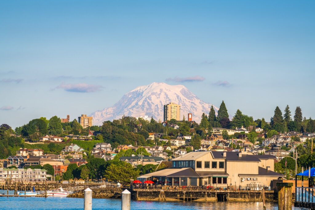 Tacoma, Washington, skyline, highlighting Clear to Launch's dental marketing solutions.
