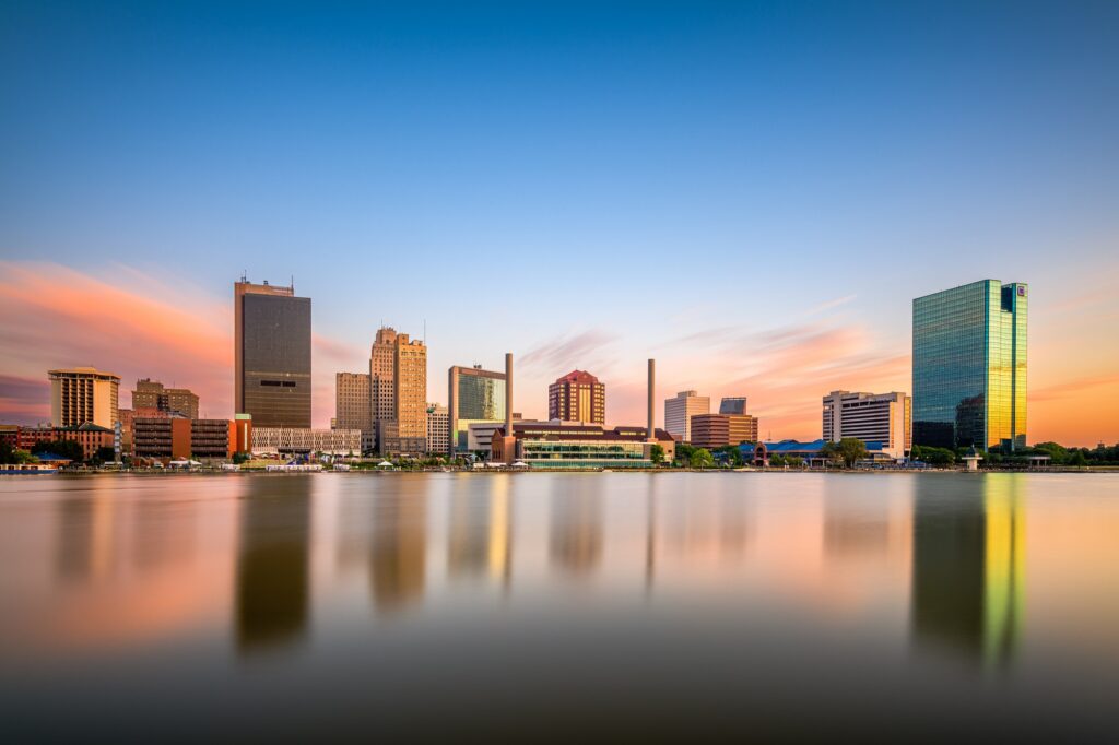 Toledo, Ohio, skyline, depicting Clear to Launch's prowess in dental marketing.