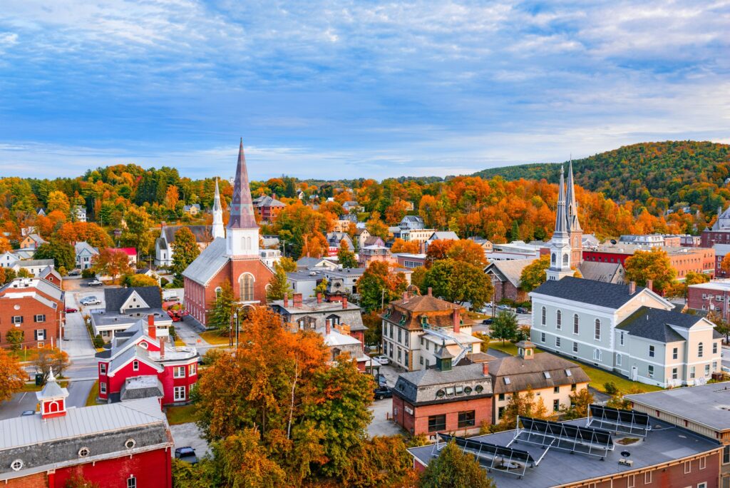 Skyline of Burlington, VT, mirroring the innovative and scenic dental marketing strategies of Clear to Launch Dental Marketing for dental practices in Burlington.