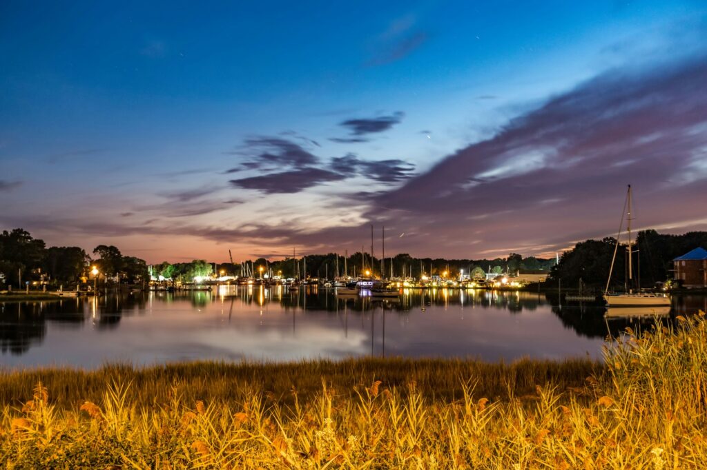 Spectacular sunset over Warwick Cove in Warwick, RI, showcasing the serene coastal beauty and Clear to Launch Dental Marketing' strategic dental marketing initiatives tailored for Warwick dental practices.