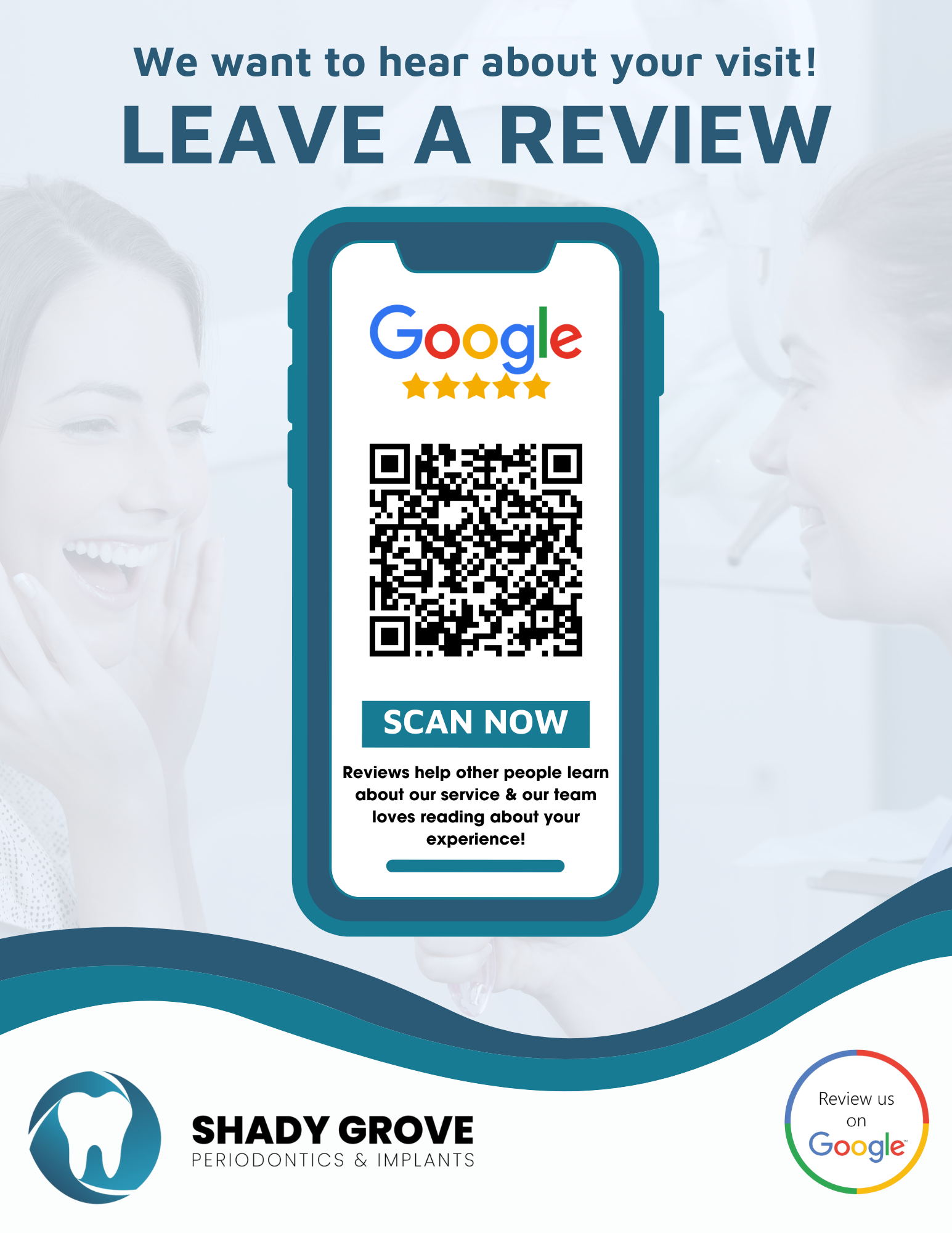 QR flyer for dental practice to gain patient reviews